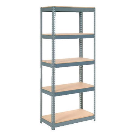 Extra Heavy Duty Shelving 36W X 12D X 60H With 5 Shelves, Wood Deck, Gry